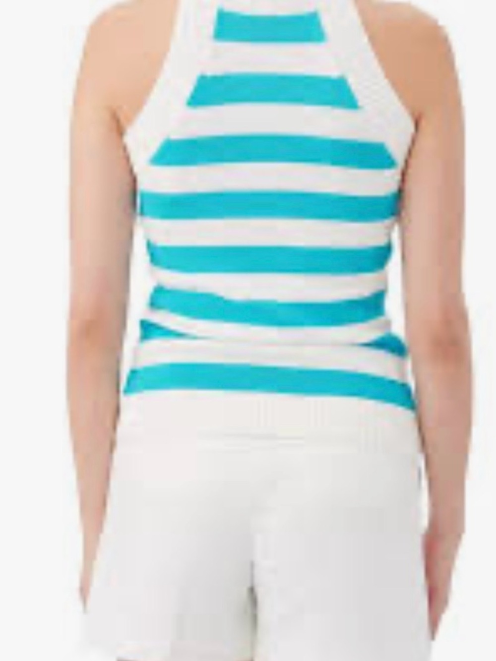 Trina Turk Striped Turquoise and White Halter Knit Tank Top small new w tags - Picture 2 of 7